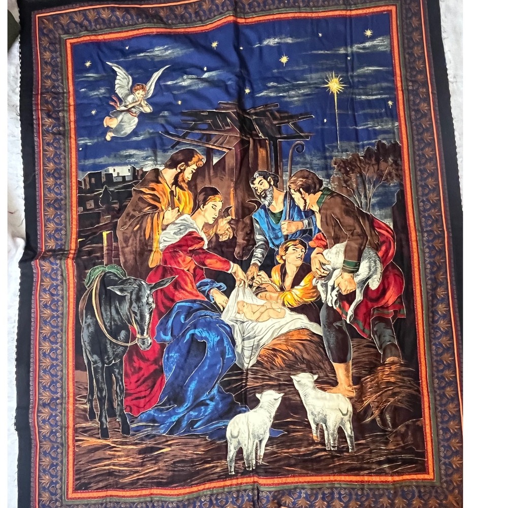 Unfinished Christmas Manger scene‎ Quilt Edging trim needed